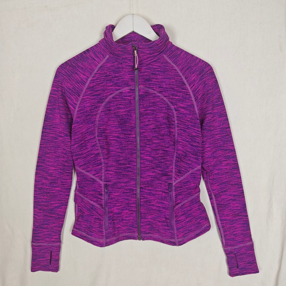 Lululemon Define Jacket Purple Pink Space Dye Peplum Hem Full Zip Size 8